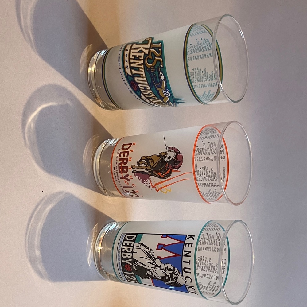 3 Kentucky Derby Collectors Glasses- #121, 122, 125